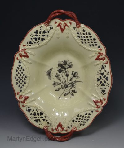 Creamware pottery shallow pierced bowl stand, circa 1790