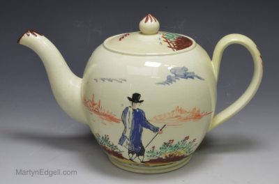 Creamware pottery basket and stand, circa 1820