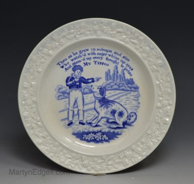 Pearlware pottery child's plate 'MY TIPPOO', circa 1820