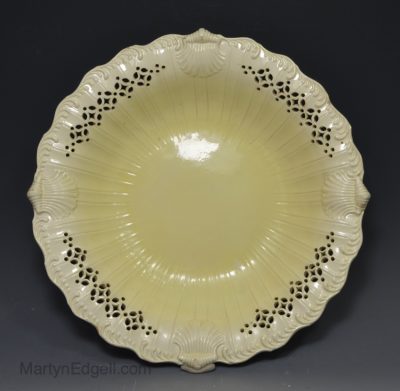 Creamware pottery pierced shallow bowl, circa 1780