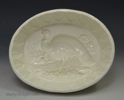 Creamware pottery jelly mould of a turkey, circa 1860