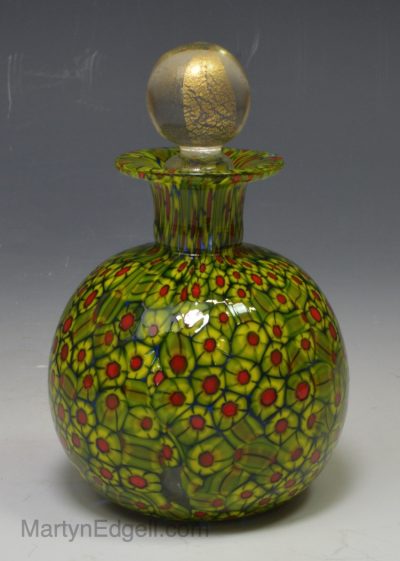 Mille fiore glass sent bottle, circa 1880