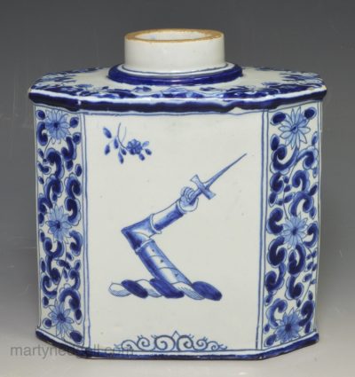 De Lampetkan Dutch Delft tea canister, circa 1800
