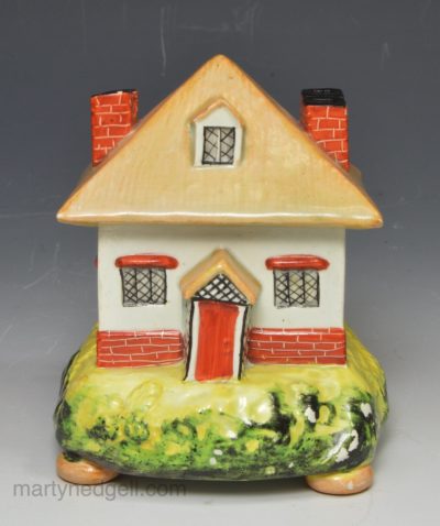 Staffordshire pearlware pottery cottage pastille burner, circa 1820