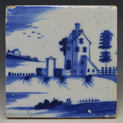 Liverpool delft tile painted in blue, circa 1750