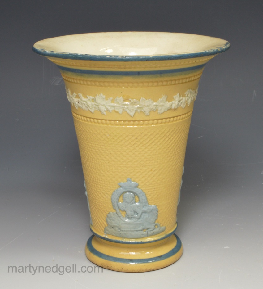 Creamware pottery vase commemorating the Prince of Wales, circa 1815
