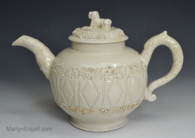 Staffordshire saltglaze stoneware teapot, circa 1745