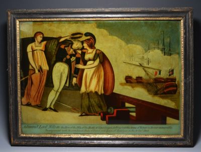 Reverse print on glass ‘Admiral Lord Nelson', circa 1805