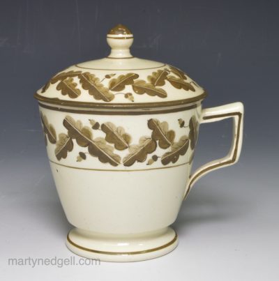 Creamware pottery custard cup and lid, circa 1790