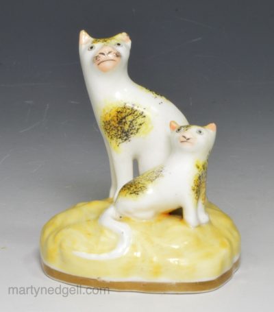 Porcelain Alcock figure of two cats, circa 1840