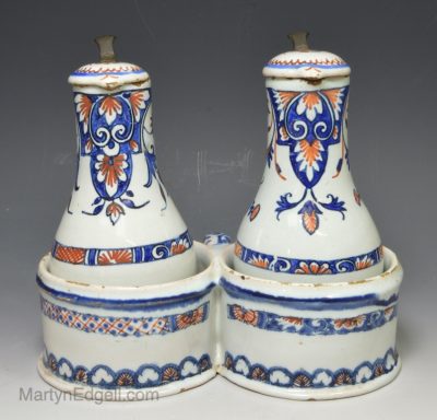French Rouen tin glaze condiment set, circa 1770