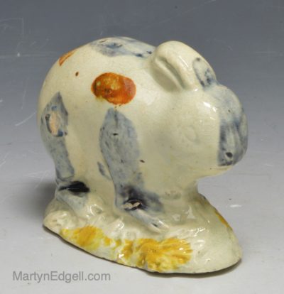 Prattware pottery figure of a rabbit, circa 1790
