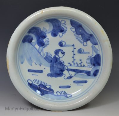 London delft dish painted with a Chinese sage, circa 1690