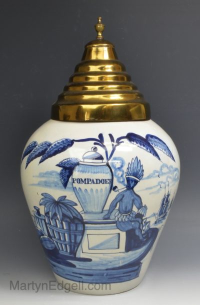 Dutch Delft tobacco jar 'POMPADOUR', circa 1750
