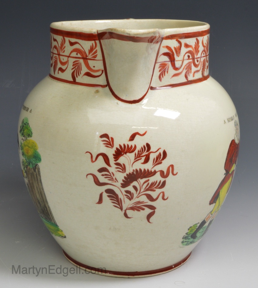 Pearlware pottery jug commemorating Napoleon I, circa 1812