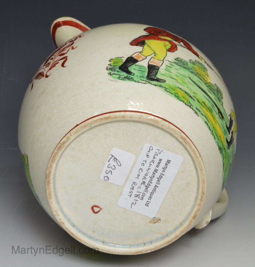 Pearlware pottery jug commemorating Napoleon I, circa 1812