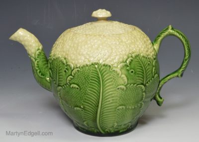 Creamware pottery cauliflower teapot, circa 1770
