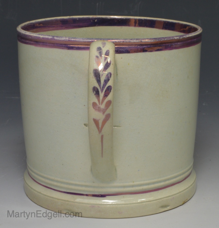 Pearlware pottery mug commemorating George IV and Queen Caroline on trip to carlton house, circa 1820