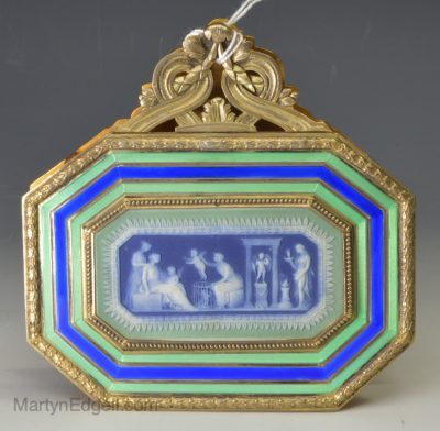Wedgwood three colour jasperware enamel letter clip, circa 1880, mounts by Boin and Taburet Paris